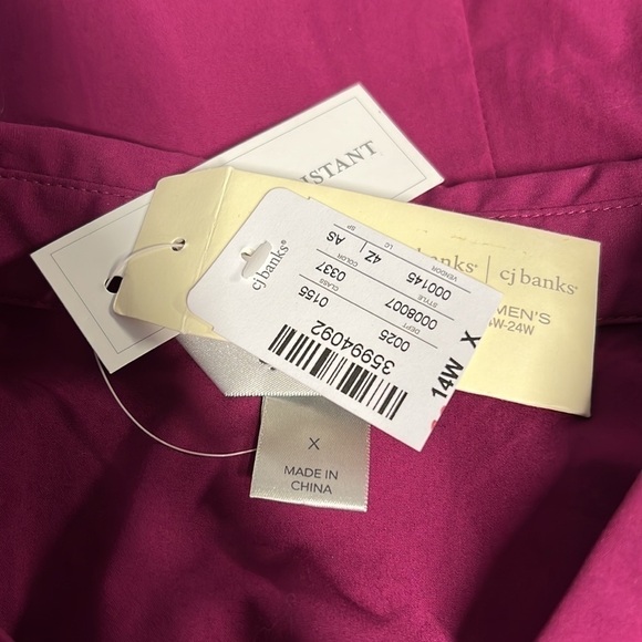 CJ BANKS PURPLE BUTTON DOWN WRINKLE RESISTANT BLOUSE 14W New - Picture 9 of 12